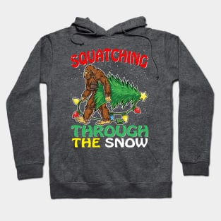 Sasquatch Christmas Squatching Bigfoot Xmas Tree Light T-Shirt Hoodie